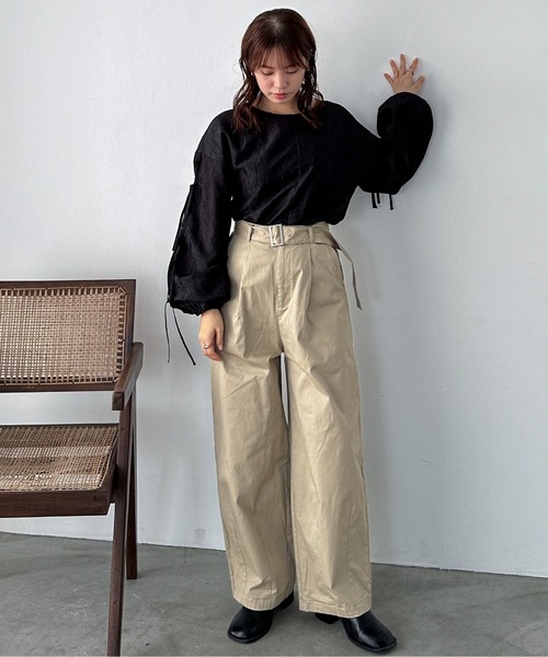 FAF 刺繍チノパンツ　サイズ2 feepur（フェピュール） チノパンツ SMALL ブラック レディース