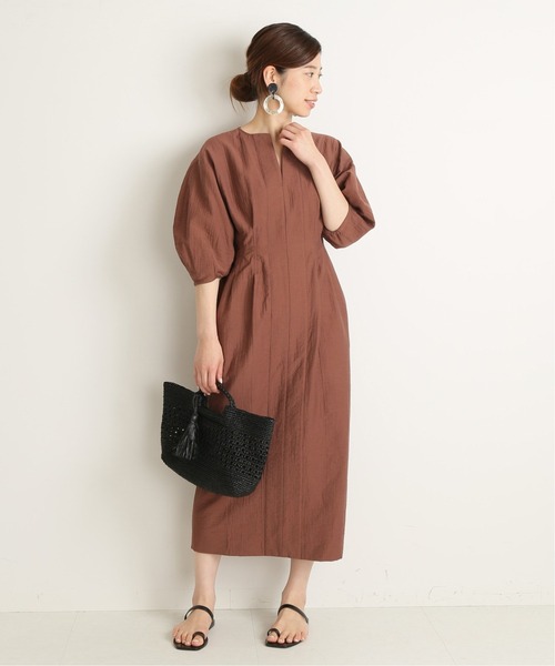 「VERMEIL par iena」 半袖ワンピース 38 ブラウン レディースの画像
