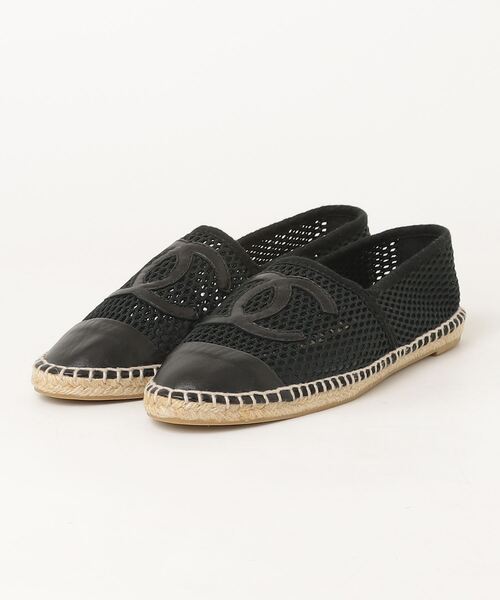 極美 CHANEL エスパドリーユ 23cm 黒 ブラック CHANEL（シャネル） エスパドリーユ 38 ブラック レディース